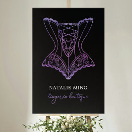Snöre Lingerie Boutique Logotyp Black Lila Poster
