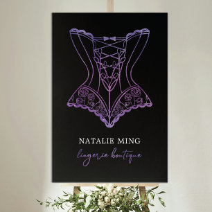 Snöre Lingerie Boutique Logotyp Black Lila Poster