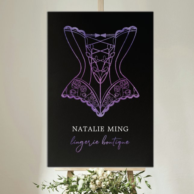 Snöre Lingerie Boutique Logotyp Black Lila Poster (Skapare uppladdad)