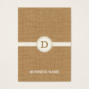 Snöre Monogram Burlap Earring/judisk Visning Visitkort