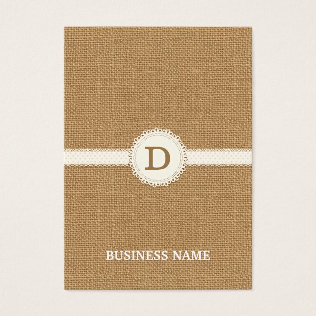 Snöre Monogram Burlap Earring/judisk Visning Visitkort (Framsidan)