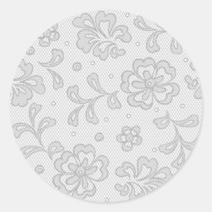 Snöre mönster, blomvintage 1 runt klistermärke