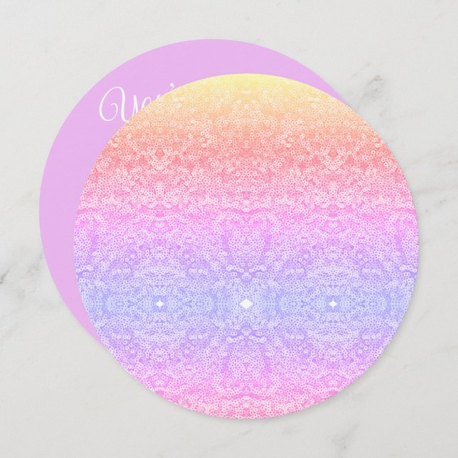 Snöre mönster gradient rosa guld lila inbjudningar (Fram/baksida)