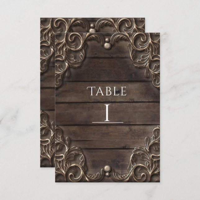 SNÖRE & MÖRK VINTAGE WESTERNT BORDSNUMMER (Fram/baksida)