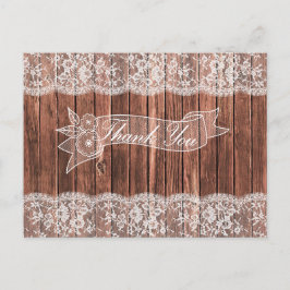 Snöre och Barn Wood Rustic Land Tack Vykort