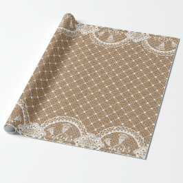 Snöre- och Burlapshabby chic som slår in papper Presentpapper