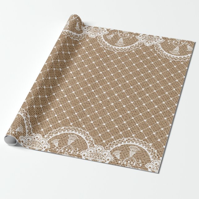 Snöre- och Burlapshabby chic som slår in papper Presentpapper (Utrullad)