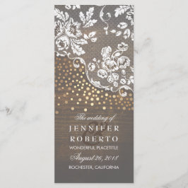 Snöre och Guld Konfetti Rustic-Bröllopsprogram Program