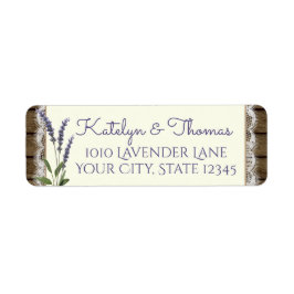 Snöre och Lavender Barn Wood Adress Returadress Etikett
