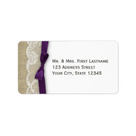 Snöre och Ribbon Mörk Lila Adressetikett