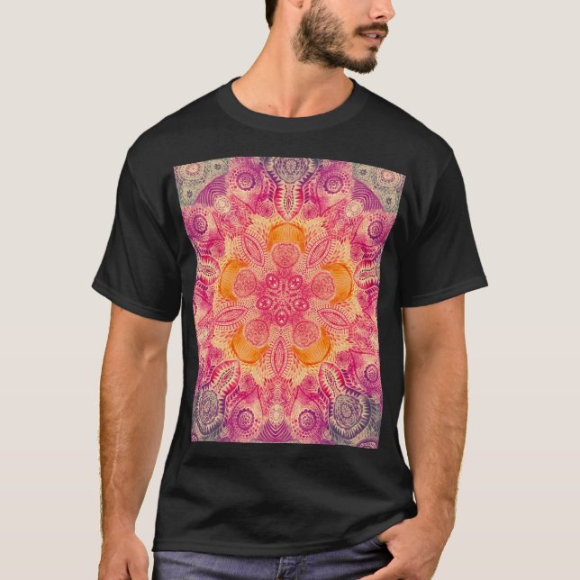 Snöre Ornament Mandala: Rund vattenfärgsdesign T Shirt (Framsida)