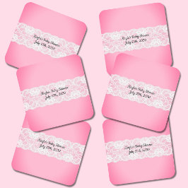 Snöre Rosa Baby Shower Underlägg Papper Kvadrat