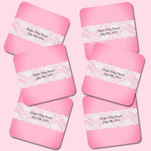Snöre Rosa Baby Shower Underlägg Papper Kvadrat