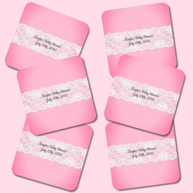 Snöre Rosa Baby Shower Underlägg Papper Kvadrat (Skapare uppladdad)