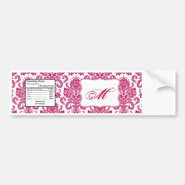 Snöre Skriv ut Fusia White Damask på vattenflaska- Bildekal (Framsidan)