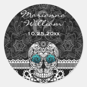 Snöre Sugar Skull Day of the dead Spara datum Runt Klistermärke