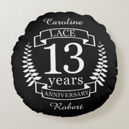 Snöre Traditionella bröllop-årsdagen 13 år Rund Kudde