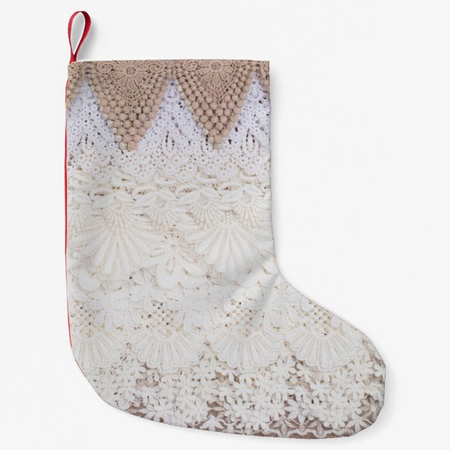Snöre trasa och struktur liten julstrumpa (Framsidan)