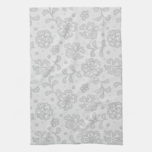 Snöremönster, blommavintage 1 kökshandduk