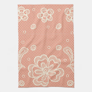 Snöremönster, blommavintage 4 kökshandduk