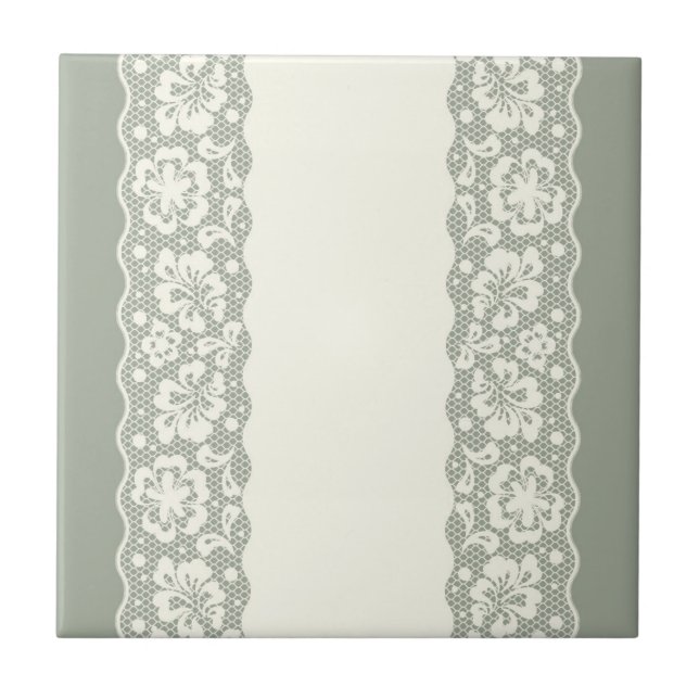 Snöremönster, blommavintage 5 kakelplatta (Framsidan)