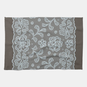 Snöremönster, blommavintage 6 kökshandduk