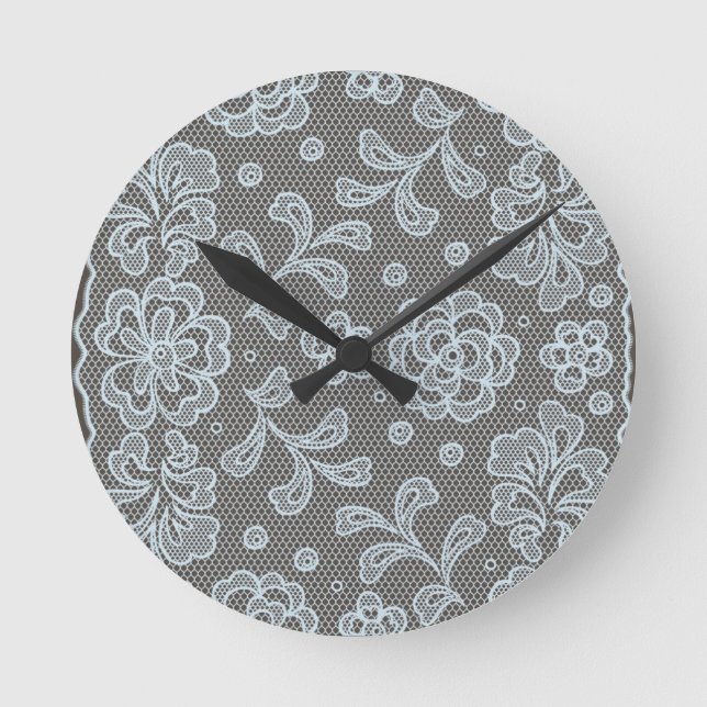 Snöremönster, blommavintage 6 rund klocka (Framsida)