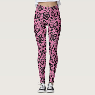 snöremönster med fjärilar leggings