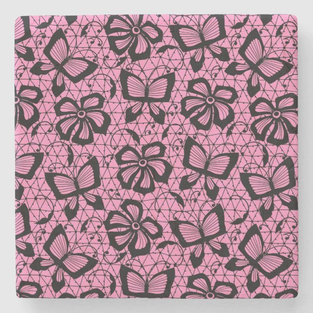 snöremönster med fjärilar stenunderlägg (Framsidan)