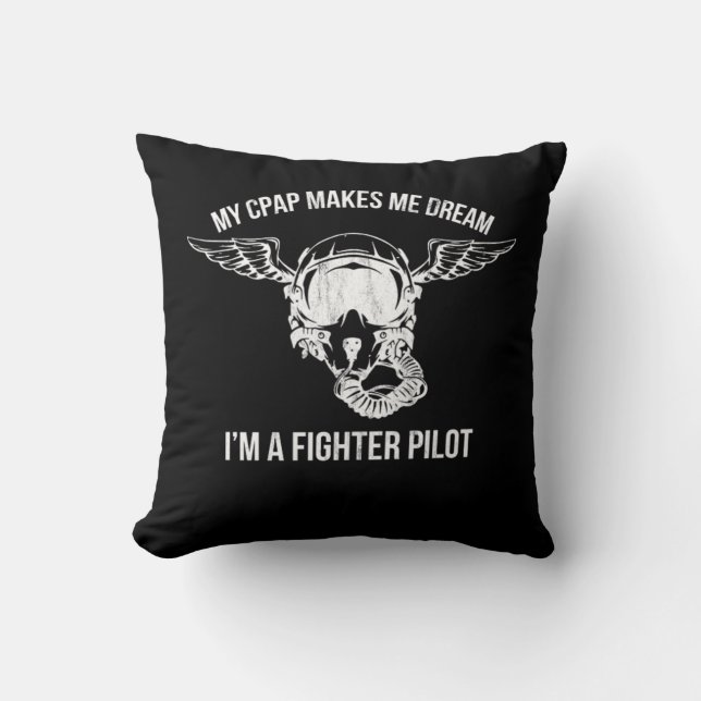 Snoring Cpap As A Fighter Pilot Mask Funny  Kudde (Framsida)