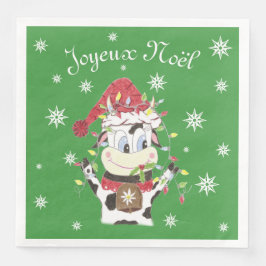 Snöring på den pappra servetten från kon och Julaf Pappersservett