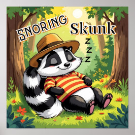 Snoring Skunk | Cute Tecknad Barn Nursery Art Poster