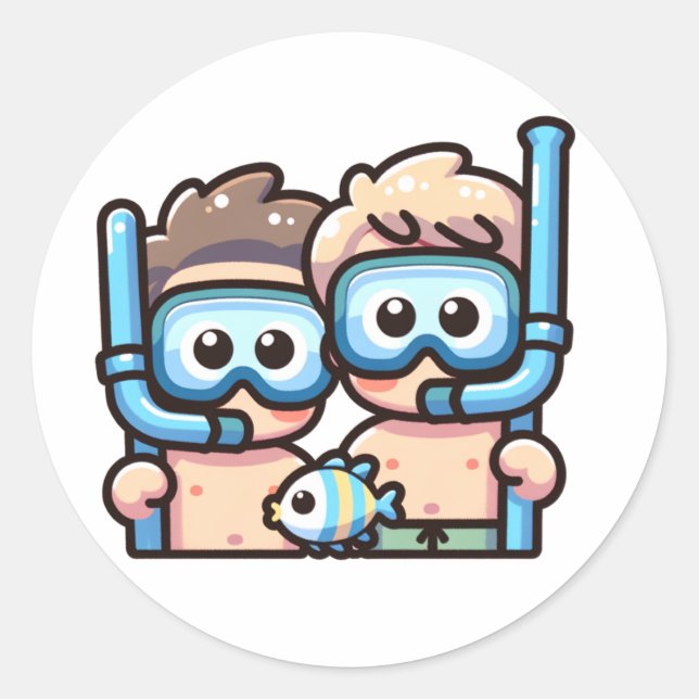 Snorkel buddies runt klistermärke (Framsida)