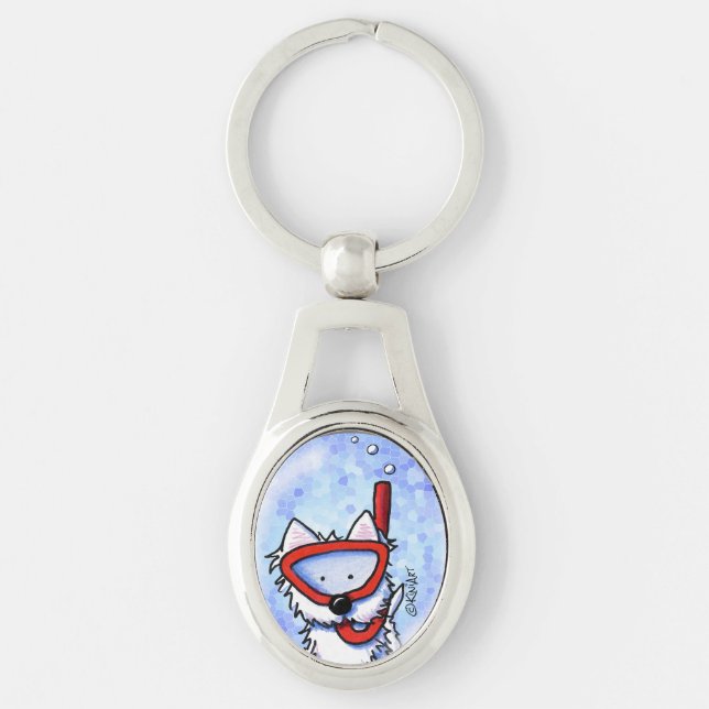 Snorkel Westie Keychain Ovalt Silverfärgad Nyckelring (Framsidan)