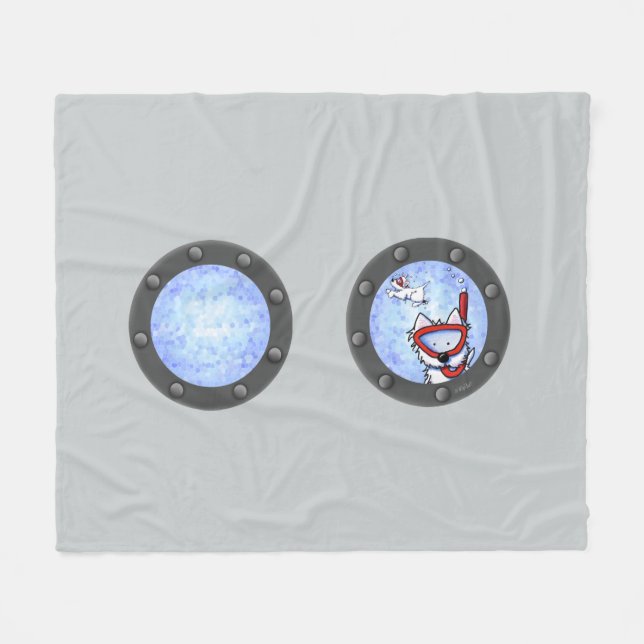 Snorkel Westie Portholes Fleece Blanket (Framsidan (Horisontell))