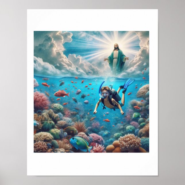 Snorkelaren hittar en himmelsk plats poster (Framsidan)