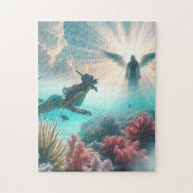 Snorkelaren upptäcker en ängel pussel (Vertikal)