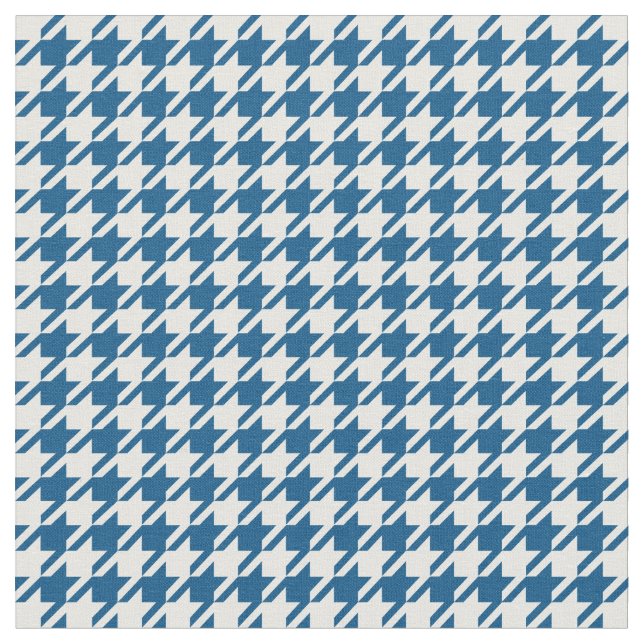 Snorkelblått & vit Houndstooth Tyg (Närbild)