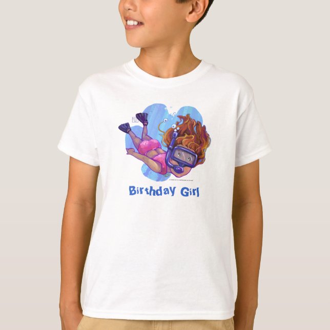 Snorkeling Birthday Girl Light T-Shirt (Framsida)