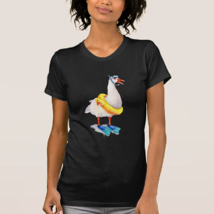 Snorkeling Canada Goose in Flippers and Simma Ring T Shirt