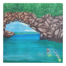 Snorkeling i Paradise Faux Wrapped Canvas Skriv ut