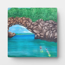 Snorkeling i Paradise Tabletop Plaque med Easel