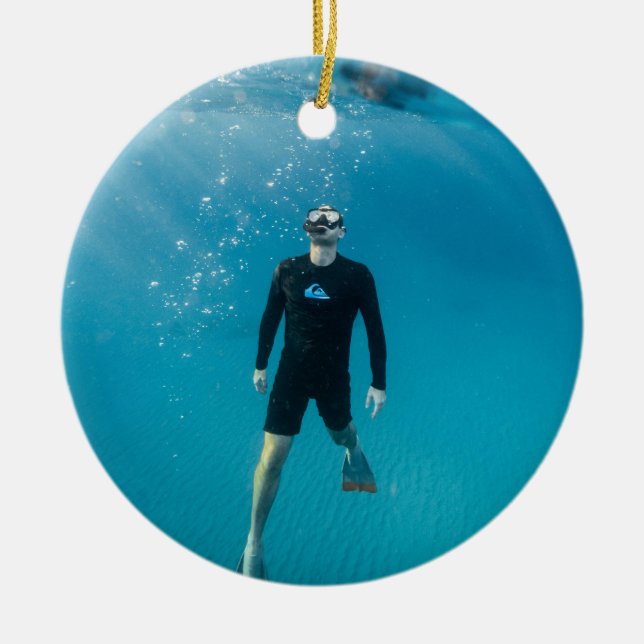 Snorkeling Personlig Photo Julgransprydnad Keramik (Framsidan)