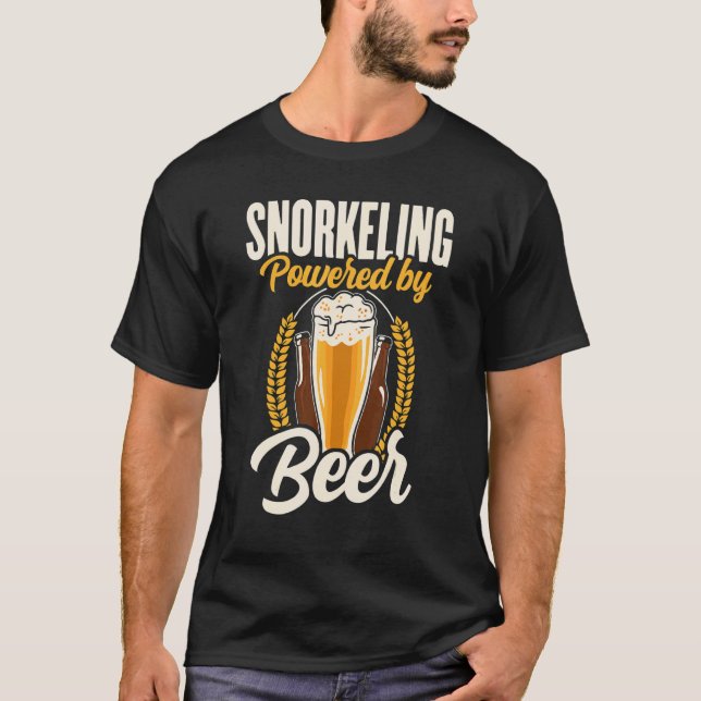Snorkeling Powered By Beer Snorkel Scuba Diver Div T Shirt (Framsida)