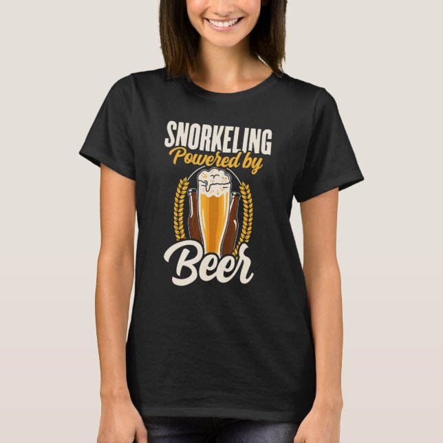 Snorkeling Powered By Beer Snorkel Scuba Diver Div T Shirt (Framsida)