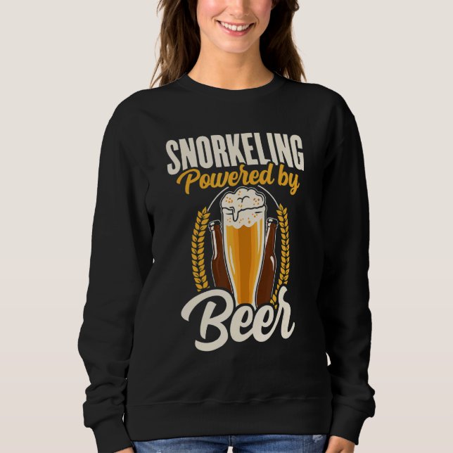 Snorkeling Powered By Beer Snorkel Scuba Diver Div T Shirt (Framsida)