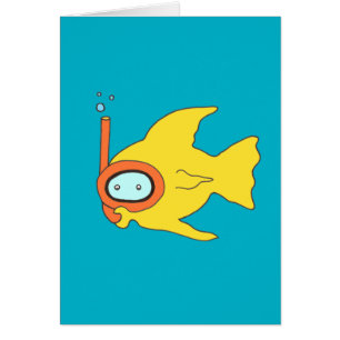 Snorkeling Swimming Gult Fish Hälsningskort