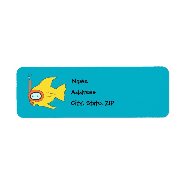 Snorkeling Swimming Gult Fish Returadress Etikett (Framsidan)