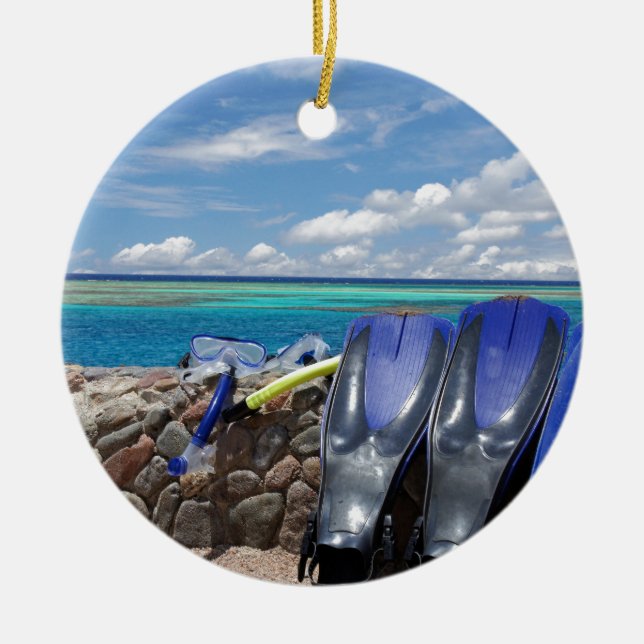 snorkeling verktyg julgransprydnad keramik (Framsidan)