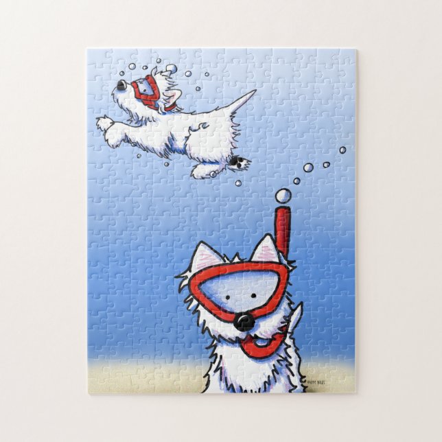 Snorkeling Westies KiniArt Puzzle Pussel (Vertikal)